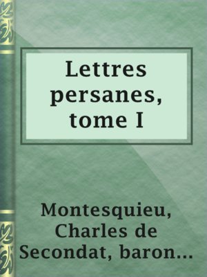 cover image of Lettres persanes, tome I